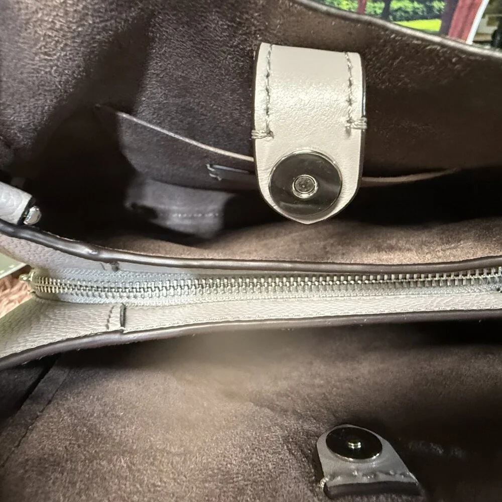 kate spade Gray Pebble Leather Satchel with Top Handle & Crossbody Strap